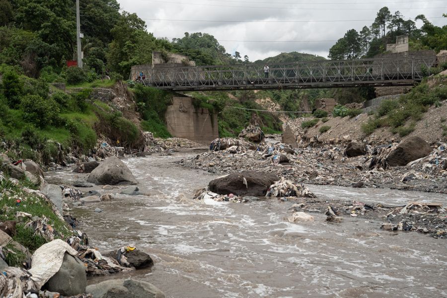 River plastic in Rio Las Vacas, Guatemala