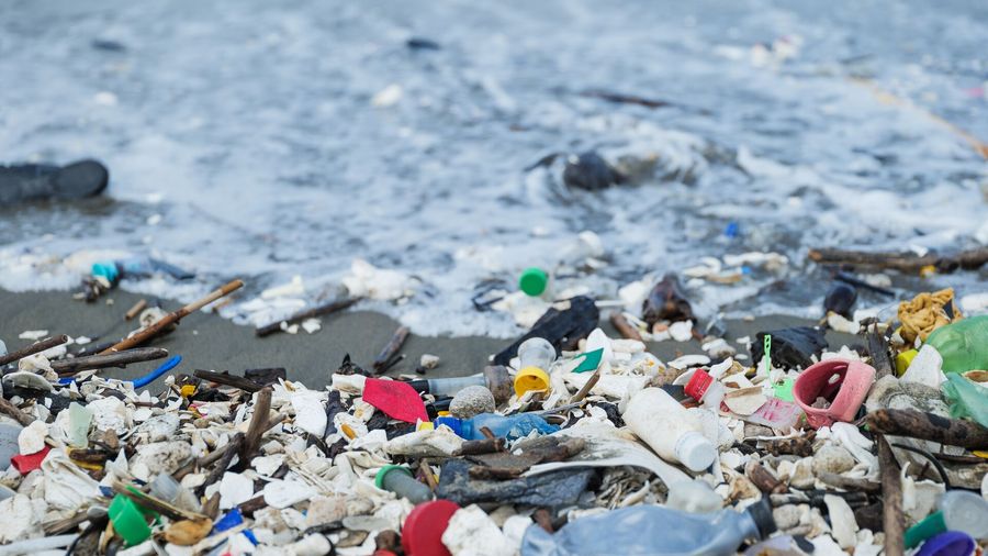 Plastic pollution on a beach in Guatemala