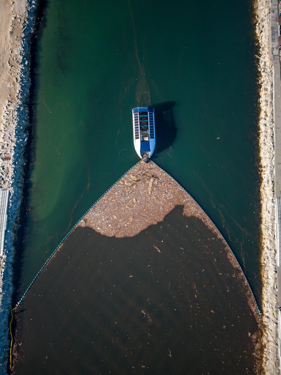 Interceptor 007 in Ballona Creek, LA, from above