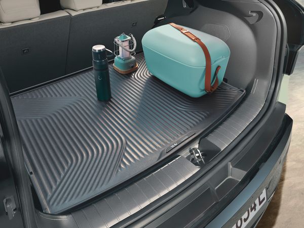 Kia EV3 trunk liner made using ocean plastic extracted from the Great Pacific Garbage Patch by The Ocean Cleanup